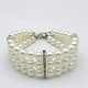 3 Row White Pearls Diamond Dog Necklace Collar