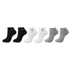 Pack 2 of Polo Ralph Lauren Men's Athletic Low Cut Rib Cuff Ped 6-Pair Socks 10-13