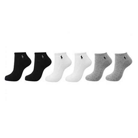 Pack 2 of Polo Ralph Lauren Men's Athletic Low Cut Rib Cuff Ped 6-Pair Socks 10-13