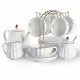 Porcelain Tea Sets British Royal Series, 8 OZ Cups& Saucer Service for 6