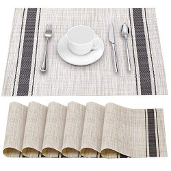 Table Mats Set of 6 Crossweave Woven Vinyl Placemats