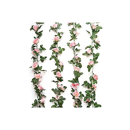 2PCS(16FT) Fake Rose Vine Garland Artificial Flowers