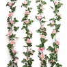 2PCS(16FT) Fake Rose Vine Garland Artificial Flowers
