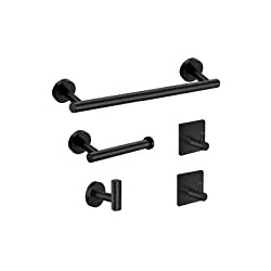5-Pieces Matte Black Bathroom Hardware Set SUS304 Stainless Steel