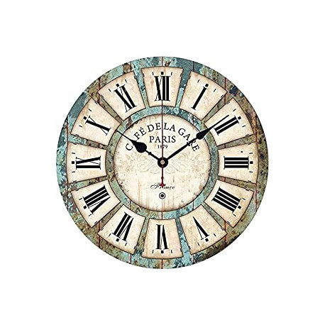 12 Inch Silent Round Wooden Wall Clock Rustic Country Style