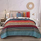 Soft Microfiber Boho Bedspread Set 90"x96"( 3 Pieces, Queen)