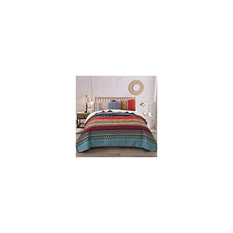 Soft Microfiber Boho Bedspread Set 90"x96"( 3 Pieces, Queen)