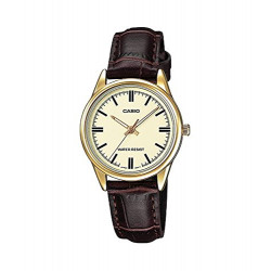 Casio Adult's Quartz Watch with Leather Strap