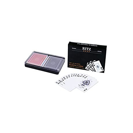 2 Decks Poker Size Ritz 100% Plastic Waterproof Playing Cards Set in Plastic Case
