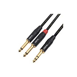 1/4 inch TRS Stereo to Dual 1/4 inch TS Mono Insert Cable Y-Splitter Stereo Breakout Cable Patch Cord - 6.6 feet