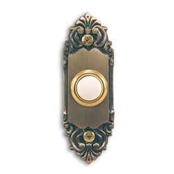 Wired Door Chime Push Button, Antique Brass with Lighted Center