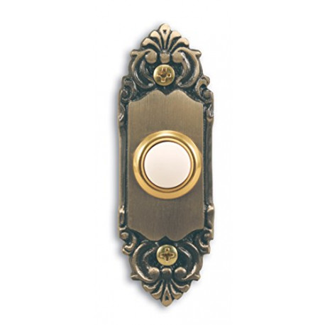 Wired Door Chime Push Button, Antique Brass with Lighted Center
