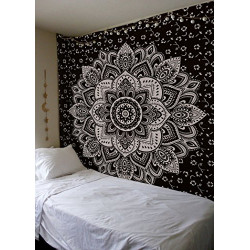 Cotton Mandala Tapestry - Floral Medallion Bohemian Hippie Tapestry