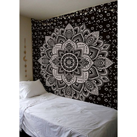 Cotton Mandala Tapestry - Floral Medallion Bohemian Hippie Tapestry