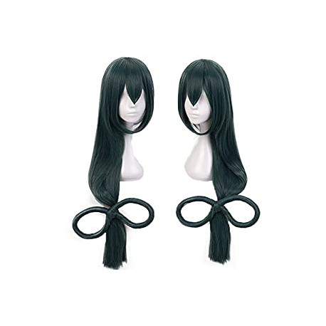 Hair Cap+Anime Cosplay Wig Dark Green Long
