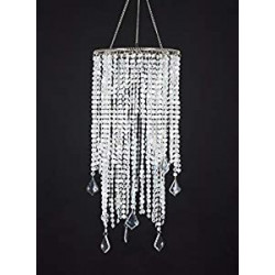 Pack 2 of 2 Tiers Sparkling Iridescent Acrylic Beaded Hanging Chandelier Light Fixture W8.5" X H20.5" Great idea