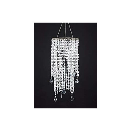Pack 2 of 2 Tiers Sparkling Iridescent Acrylic Beaded Hanging Chandelier Light Fixture W8.5" X H20.5" Great idea
