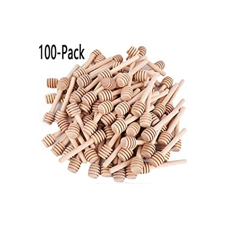 100 Pack Mini Wooden Honey Dipper Sticks