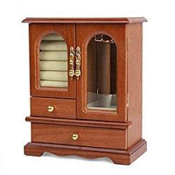 Real Natural Hardwood Wooden Jewelry Box Organizer