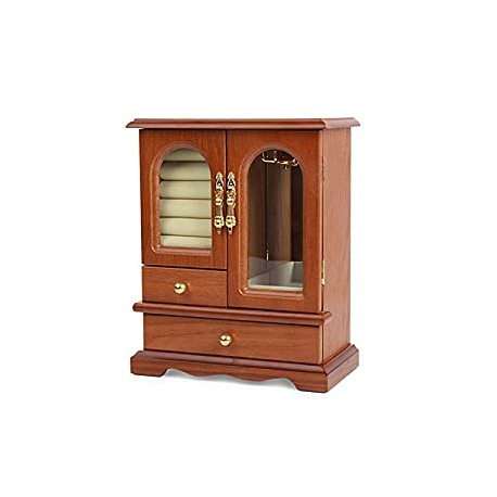 Real Natural Hardwood Wooden Jewelry Box Organizer