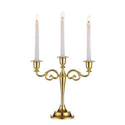 Candle Centerpiece Dinner Decoration, 10.6in Zinc Alloy 3-Arm
