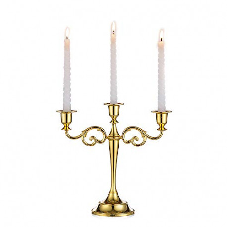 Candle Centerpiece Dinner Decoration, 10.6in Zinc Alloy 3-Arm