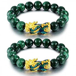 2 Pcs Pi Xiu Bracelet Feng Shui Green