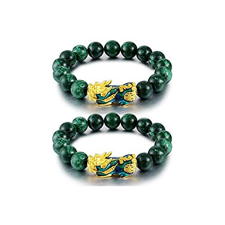 2 Pcs Pi Xiu Bracelet Feng Shui Green