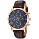 Men s Sophisticated Sport Quartz Gold and Leather Casual Watch Color Brown/Blue Dial Model 1791399