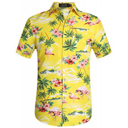 Mens Hawaiian Shirt Flamingos