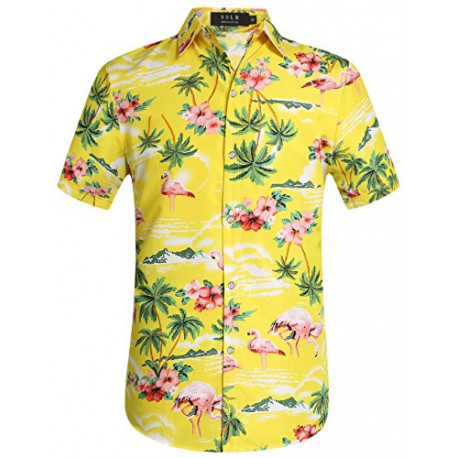 Mens Hawaiian Shirt Flamingos
