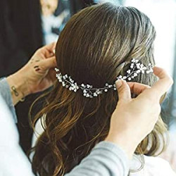 Crystal Headbands Silver Hair Accessories for Women and Girls(13.8inches)