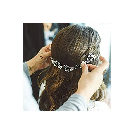 Crystal Headbands Silver Hair Accessories for Women and Girls(13.8inches)