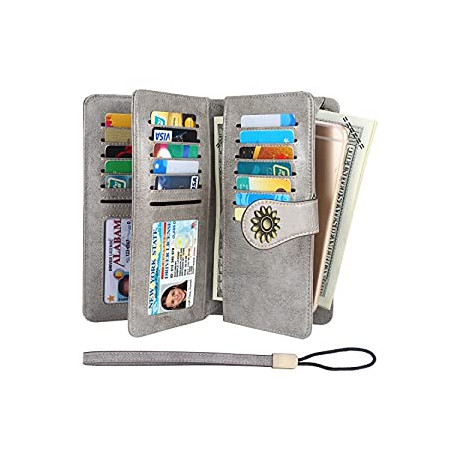 Womens Large Capacity RFID Blocking Leather
