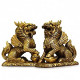 Feng Shui Set of Two Golden Brass Chi Lin/Kylin