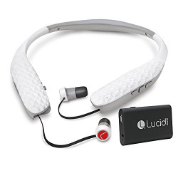 Lucid Audio Amped HearBand and Wireless TV Streamer - Bluetooth Neckband Earbuds - White/Gray, Standard