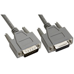 15-Pin DB15 Deluxe D-Sub Cable, Shielded, Male/Female, 5', Gray