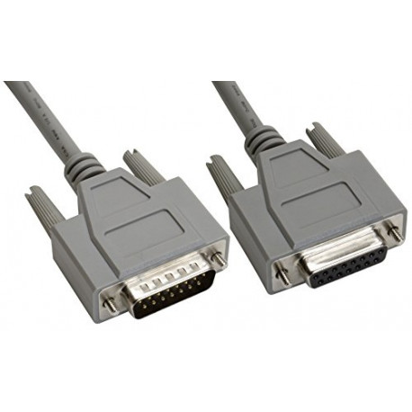 15-Pin DB15 Deluxe D-Sub Cable, Shielded, Male/Female, 5', Gray