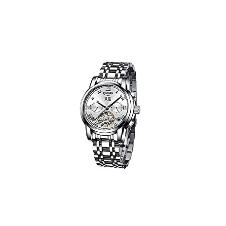 Mens Silver Steel Band Mechanical Automatic Wrist Watch