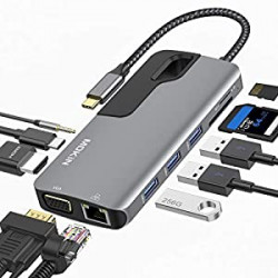 Thunderbolt 3 Adapter,10-in-1 USB C Dongle with Gigabit Ethernet
