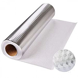 Kitchen Backsplash Sticker, Aluminum Foil Texture Oil 0.61x5m