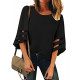 Women Casual Crew Neck Shirt Top 3/4