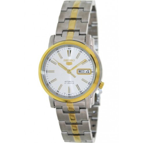 Seiko 5 Men's Two Tone Stainless Steel White
