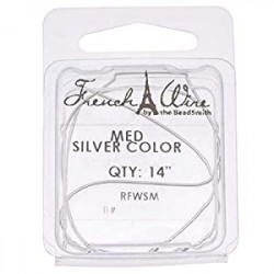 Arts Crafts Medium French Wire Bullion, 14-Inch, Silver