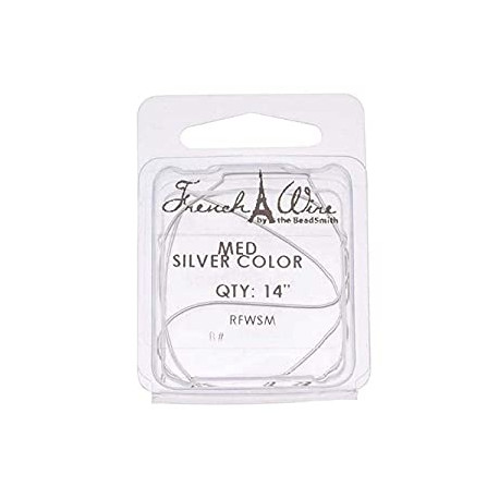 Arts Crafts Medium French Wire Bullion, 14-Inch, Silver