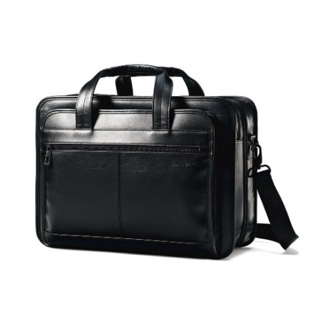 Samsonite Leather Expandable Briefcase, Black, One Size