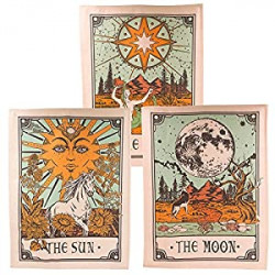 3 Pack Tarot Tapestry, Sun Moon and Star Tarot Card Tapestry