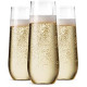 24 Pack Stemless Plastic Champagne Flutes Disposable 9 Oz