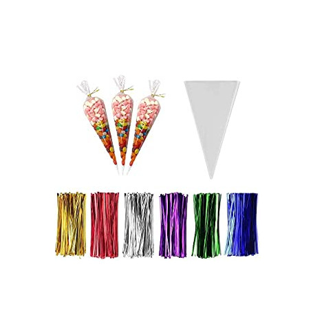 300 Pcs Clear Candy Bags Clear Cellophane Bags 12"x6"