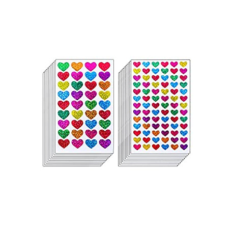 60 Sheets Glitter Heart Stickers Valentine's